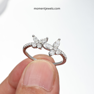 Bague Moissanite en forme de papillon délicat, en argent sterling S925 plaqué platine, anti-ternissement, avec fil torsadé, pour mariage, vente en gros - Product Image 4