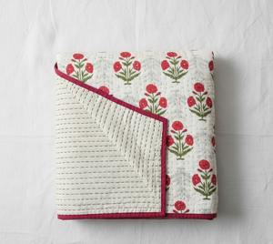 Colcha Kantha de Algodón con Estampado Floral Buti Hecha a Mano, Venta al por Mayor, Fabricante y Exportador Indio - Product Image 6