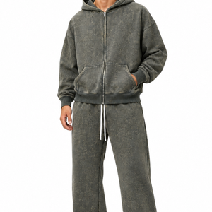 Conjunto de Sudadera con Capucha y Pantalones Deportivos Holgados de Algodón 400 GSM con Lavado Ácido Personalizado, Estilo Vintage, OEM - Product Image 6