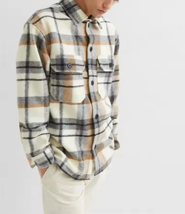Customized 100% Cotton <b>Flannel</b> Solid <b>Shirt</b> <b>Men</b> Quilted Lined Brushed Buttons Formal Stand Breathable Spring Long Sleeve ODM - Product Image 6