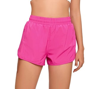 Shorts de sport taille haute pour femmes, séchage rapide, tricotés, taille élastique avec poches, couleur unie, fabricant OEM, marque privée - Product Image 1