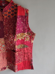 Chaleco bohemio de algodón con patchwork para mujer, cuello en V, sin mangas, acolchado, con bolsillos, ropa exterior ecológica, regalo para ella. - Product Image 3