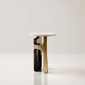 <b>Side</b> <b>table</b> with bronze patina brass details luxury modern accent <b>table</b> contemporary designer <b>side</b> <b>table</b> - Product Image 3