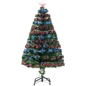 Albero di Natale in Fibra Ottica da 120 cm a Batteria con 130 Luci LED Preinstallate e Punte Realistiche delle Rami - Product Image 1