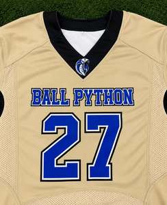 ชุดเสื้อฟุตบอลอเมริกัน Ball Python สำหรับผู้ชาย หมายเลข 27 พิมพ์ลายแบบ Sublimated คอวี แขนสั้น ระบายเหงื่อได้ดี - Product Image 4