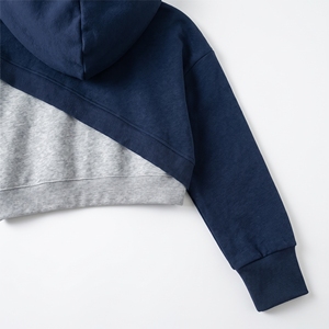 Women Two Tone <b>Patchwork</b> Crop <b>Top</b> Hoodie Long Sleeve Crossover Front Sweatshirt Casual Streetwear Pullover Hooded <b>Tops</b> 2026 - Product Image 5