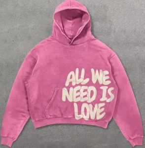 Hoodie Men Custom Dtg Printing Cropped Oversized Cotton Sun Faded Look French Terry Hoodie for Men high quality - Product Image 5