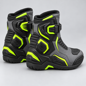 Botas Cortas para Motocicleta, Zapatos de Cuero Resistentes para Motociclismo con Paneles Reforzados, Suela Duradera y Ajuste Cómodo - Product Image 5