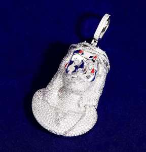 Pendentif Hiphop Visage de Christ en Moissanite, Argent 925 Plaqué Rhodium, Micro-Pavé Taille Brillant, Breloque Religieuse Unisexe Chrétienne - Product Image 2