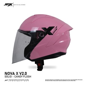 หมวกกันน็อคแบบครึ่งใบ JPX Nova X V2 สี Candy Flosh พร้อมแผ่นบังหน้าสองชั้นและดีไซน์สีพื้นเรียบหรูสำหรับนักขี่ยุคใหม่ - Product Image 4