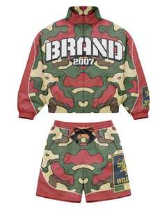 Chaqueta con cremallera y estampado de camuflaje para hombre, estilo urbano, manga larga, cuello alto, otoño 2026, con logo frontal, conjunto corto. - Product Image 2
