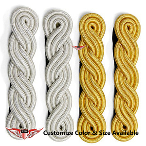 Épaulettes Blanches Tressées Napoléon Vintage Brodé Fil Métallique KEW – Accessoires Vestimentaires Durables Style Simple - Product Image 3
