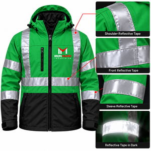 Chaqueta de Seguridad Unisex de Alta Visibilidad, Reflectante, Impermeable, de Algodón, con Certificación CE, con Capucha, Uniforme Softshell, Logotipo Personalizado OEM - Product Image 1