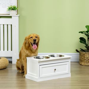 Tappetino per cani portatile con 2 ciotole in acciaio inossidabile e cassetto portaoggetti - Bianco - Product Image 2