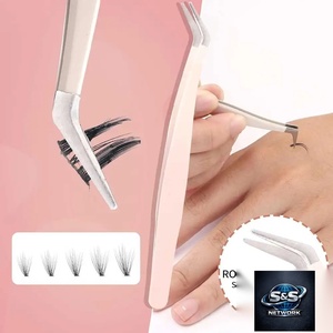 Pince à épiler de précision en acier inoxydable durable, manche noir, pointe lisse 10 mm, pour application de faux cils volume, personnalisable - Product Image 2
