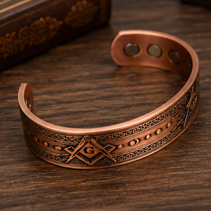 Luxury Embossed Masonic <b>Compass</b> Motif Magnetic Pure Copper Bangle Metal Jewelry Exquisite Craftsmanship - Product Image 5