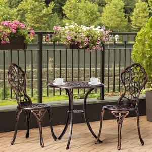 Set Bistrot in Alluminio Pressofuso per Tutte le Stagioni, 3 Pezzi, per Cortile, Patio, Giardino o Balcone - Product Image 6
