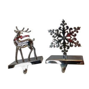Support de chaussettes de Noël moderne en aluminium argenté, crochet de cheminée lesté en métal pour la maison et les fêtes, vente en gros - Product Image 5