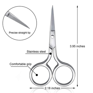 Ciseaux de manucure en acier inoxydable, lame droite, coupe-ongles, manche rond, ciseaux de précision, pointe fine, outil de soin des cuticules - Product Image 2