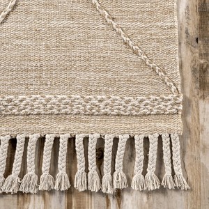 Tapis en jute bio fait main, motif géométrique, style scandinave, rectangulaire, pour salon, tissage plat, envers en jute - Product Image 3