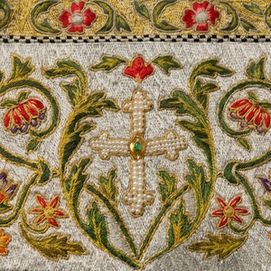 Bursa litúrgica de iglesia hecha a mano, bordada a mano con hilo de oro, de terciopelo de lujo, para cruz de altar cristiana y misa - Product Image 4