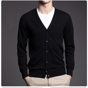 Cárdigan de Punto Azul Marino para Hombre, Manga Larga, Color Sólido, Cierre de Botones, Estilo Otoñal, Corte Regular - Product Image 4