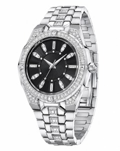 Luxury Women's Analog Quartz <b>Watch</b> With <b>Diamond</b> Accents Round Stainless Steel Case And Band - Product Image 2
