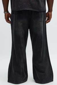 Jeans Anchos Negros Lavados para Hombre, Corte Relajado, Estilo Urbano, Denim Oversize, Estilo Casual - Product Image 3