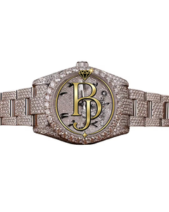 Montre-bracelet de luxe en quartz avec cadran à chiffres arabes, aiguilles métalliques, lunette sertie de pierres précieuses, bracelet en acier inoxydable, résistante à l'eau - Product Image 5