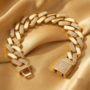 Bracelet chaîne cubaine en argent 925 pour homme, serti de diamants, style hip-hop, bijou statement - Product Image 6