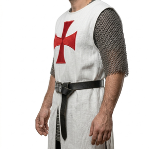 Túnica Medieval de Caballero Templario, Sobrecamisa de Algodón Blanco con Cruz Roja, para Reenactment, Halloween, Disfraces y Cosplay - Product Image 3