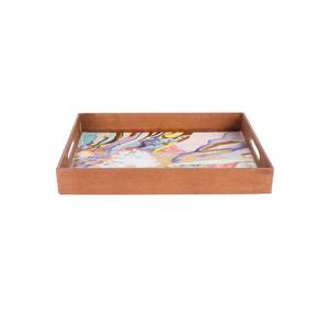 Juego de bandejas cuadradas con diseño simple y asa, decoraciones de mesa de madera de bambú impresas con UV para café y aperitivos - Product Image 3