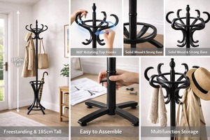 Porte-parapluies haut en métal blanc avec design porte-manteau, idéal pour l'entrée, la décoration intérieure et le rangement fonctionnel, provenant d'Inde - Product Image 3