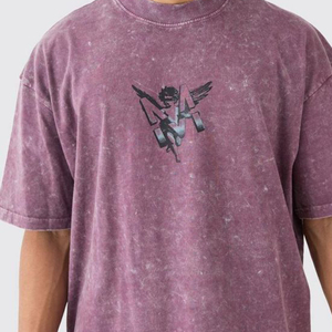 Heavyweight Washed T-shirt Men High Quality Stone-Wash-T-Shirt Custom Plain Boxy Fit Acid Wash boxy fit <b>Tshirts</b> Customized - Product Image 3