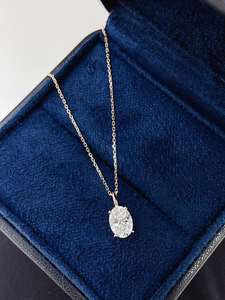 Collar con Colgante de Diamante Ovalado Cultivado en Laboratorio, Color D-E-F, Claridad VVS-VS, Joyería Fina Sostenible, Regalo para Ella - Product Image 4