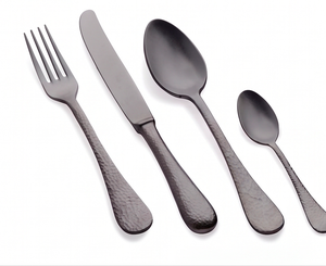 Juego de cubiertos negros mate en acabado de metal Utensilios elegantes de acero inoxidable para mesa de comedor moderna Hogar Café y uso en hoteles - Product Image 2