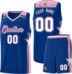 Ensemble maillot de basket bleu en mesh et short, unisexe adulte, sans manches, anti-humidité, col en V, respirant - Product Image 1