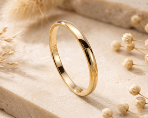 Wholesale 14K Solid Gold Minimalist Classic <b>Domed</b> Wedding Band Plain Comfort Fit Simple Stackable <b>Ring</b> - Product Image 2