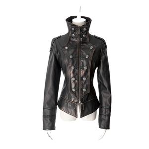 Chaqueta de cuero a la moda para mujer, chaquetas de cuero con botones tachonados al por mayor, abrigos largos de piel de oveja auténtica, chaquetas para mujer - Product Image 1