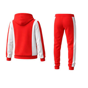 Conjunto Deportivo Rojo y Blanco para Hombre, Sudadera con Cierre y Pantalones Jogger Ajustados, Ropa Deportiva, Informal, para Gimnasio y Fitness - Product Image 4