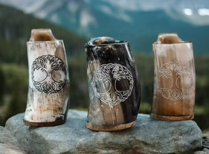 Jarra de cuerno de búfalo pulido de gran calidad, tazas de cerveza artesanales religiosas inspiradas en animales naturales, recuerdo de cuerno para beber vikingo - Product Image 2