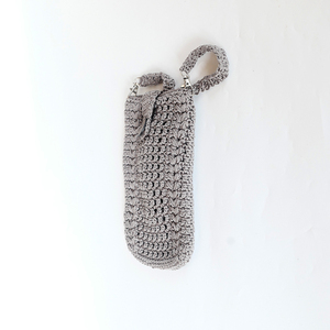Sac de téléphone en nylon au crochet fait main, mini pochette bandoulière, petit portefeuille pour cartes, sangle à bouton, ensemble de sacs de mode artisanaux au design artistique pur - Product Image 1