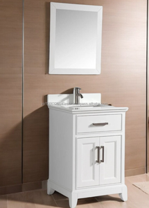 Espejo de tocador moderno de 24 pulgadas de madera maciza para montar en el suelo, conjunto de mueble de tocador individual de diseño elegante con espejo de lavabo único para baño 1 - Product Image 2