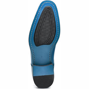 Zapatos Oxford de Vestir con Punta en Pico, de Cuero Genuino Azul, con Cordones, con Diseño a Cuadros, para Oficina y Trabajo, Otoño, Invierno y Primavera - Product Image 3