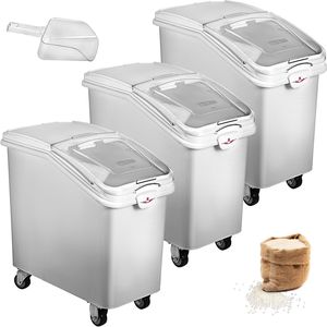 Set da 3 Contenitori per Ingredienti Secchi da 21 Galloni con Ruote per Cucine Commerciali e Ristoranti, Ideali per Conservare il Riso - Product Image 1