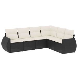 Ensemble de canapés de jardin en rotin PE noir et acier thermolaqué avec collection de meubles de jardin élégants en polyester - Product Image 2