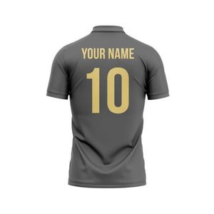 Professional Dark Gray Geometric Line Performance Breathable Quick Dry Athletic Cricket Jersey - Product Image 2