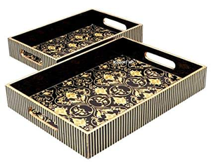 High Grade Eco-Friendly Handmade Wooden MDF Serving Tray Best Quality Strong Durable Design for <b>Kitchen</b> Dining and <b>Camping</b> Use - Product Image 2