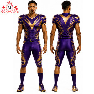 Tenue complète de football américain pour homme adulte en polyester respirant, sublimation or violet, avec détection par aiguille - Product Image 2