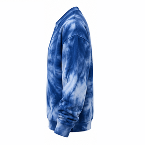 Sudadera de cuello redondo de felpa cepillada de alto gramaje con teñido tie-dye efecto hielo, proveedor OEM ODM al por mayor, moda, comodidad, ropa urbana, casual - Product Image 2